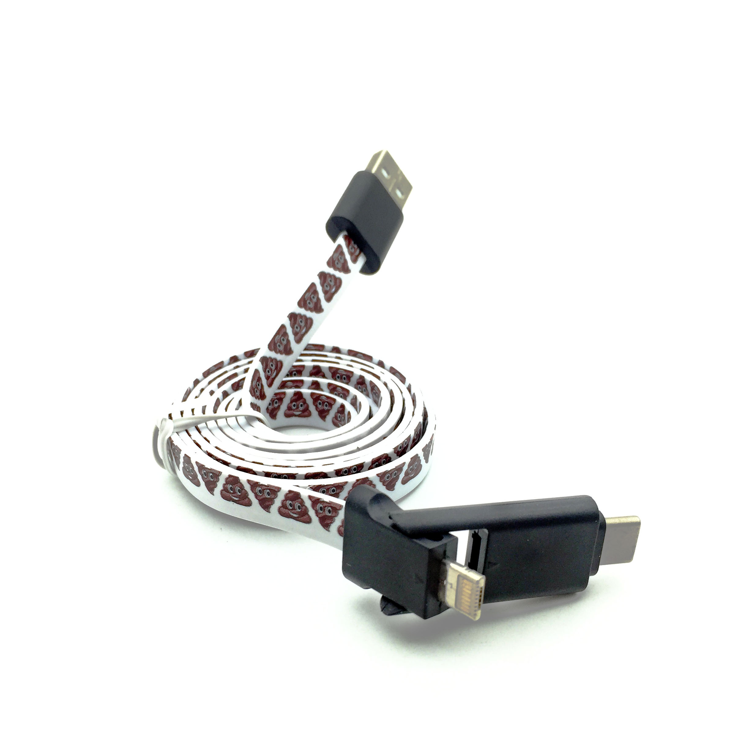 3 in 1 Flat Noodle USB Charging Cable Lanyard