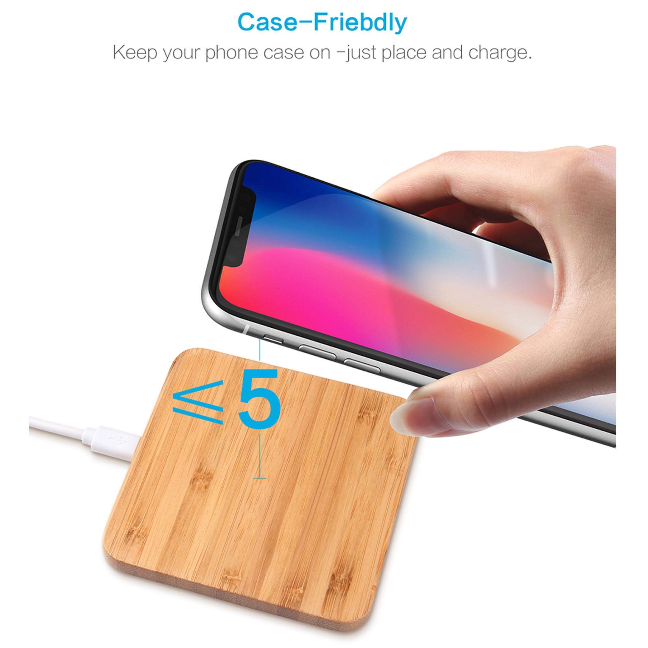 Square Wooden Bamboo Wireless Charger