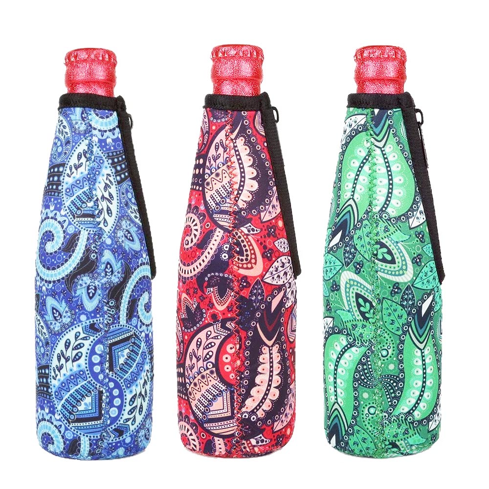  Neoprene Zipper Beer Bottle Cooler Sleeve