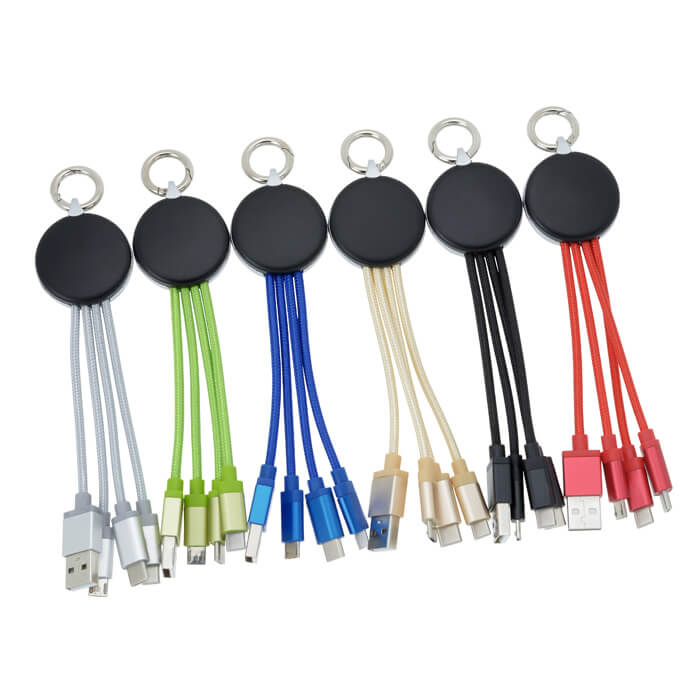 4 in 1 LED Light-up Logo USB Charging Cable Keychain